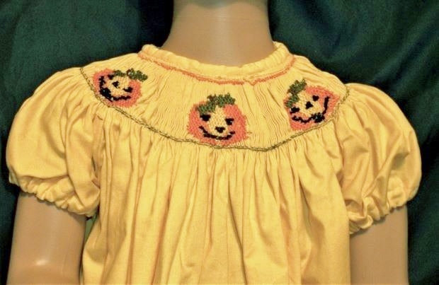 Gold Jack O Lantern Dress ,18 months - Especially For Ewe Too