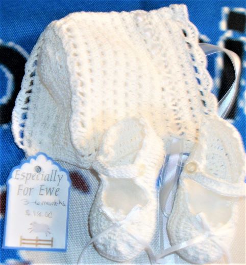 Heirloom Baby Hat and Booties -3-6 months - Especially For Ewe Too